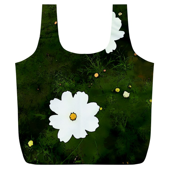 Daisies In Green Full Print Recycle Bags (L) 