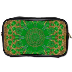 Summer Landscape In Green And Gold Toiletries Bags by pepitasart