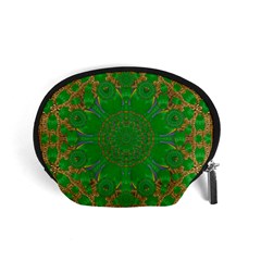 Summer Landscape In Green And Gold Accessory Pouches (small)  by pepitasart