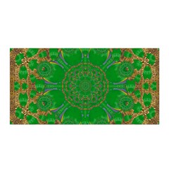 Summer Landscape In Green And Gold Satin Wrap by pepitasart