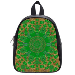 Summer Landscape In Green And Gold School Bags (small)  by pepitasart