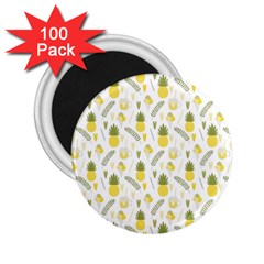 Pineapple Fruit And Juice Patterns 2 25  Magnets (100 Pack)  by TastefulDesigns