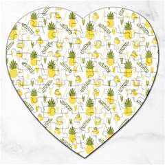 Pineapple Fruit And Juice Patterns Jigsaw Puzzle (heart) by TastefulDesigns