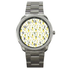 Pineapple Fruit And Juice Patterns Sport Metal Watch by TastefulDesigns