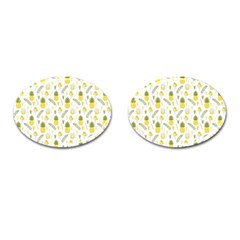 Pineapple Fruit And Juice Patterns Cufflinks (oval) by TastefulDesigns