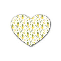 Pineapple Fruit And Juice Patterns Heart Coaster (4 Pack)  by TastefulDesigns