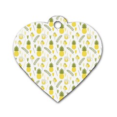 Pineapple Fruit And Juice Patterns Dog Tag Heart (one Side) by TastefulDesigns