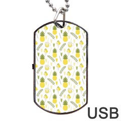 Pineapple Fruit And Juice Patterns Dog Tag Usb Flash (two Sides) by TastefulDesigns