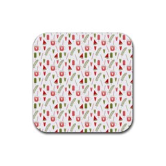 Watermelon Fruit Paterns Rubber Coaster (square)  by TastefulDesigns