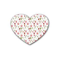 Watermelon Fruit Paterns Heart Coaster (4 Pack)  by TastefulDesigns