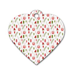 Watermelon Fruit Paterns Dog Tag Heart (one Side) by TastefulDesigns