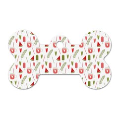 Watermelon Fruit Paterns Dog Tag Bone (two Sides) by TastefulDesigns