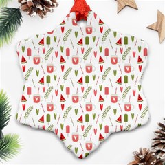 Watermelon Fruit Paterns Snowflake Ornament (two Sides) by TastefulDesigns