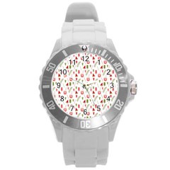 Watermelon Fruit Paterns Round Plastic Sport Watch (l) by TastefulDesigns