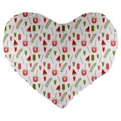 Watermelon Fruit Paterns Large 19  Premium Heart Shape Cushions by TastefulDesigns