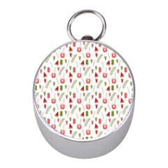 Watermelon Fruit Paterns Mini Silver Compasses by TastefulDesigns