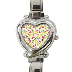 Summer Fruits Pattern Heart Italian Charm Watch by TastefulDesigns