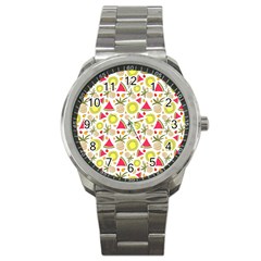 Summer Fruits Pattern Sport Metal Watch by TastefulDesigns