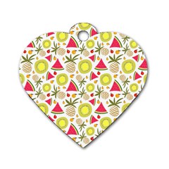 Summer Fruits Pattern Dog Tag Heart (one Side) by TastefulDesigns