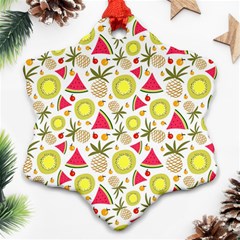 Summer Fruits Pattern Snowflake Ornament (two Sides) by TastefulDesigns