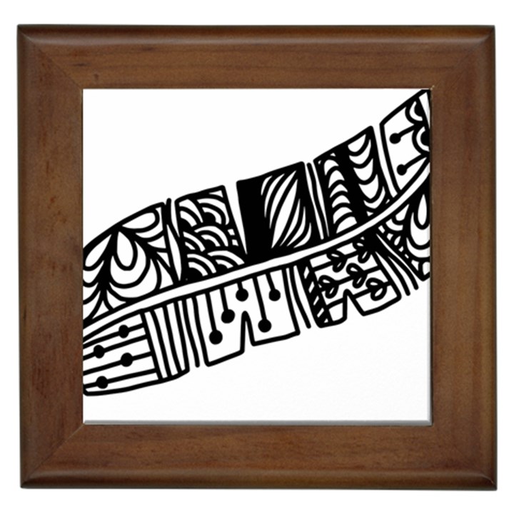 Feather Zentangle Framed Tiles