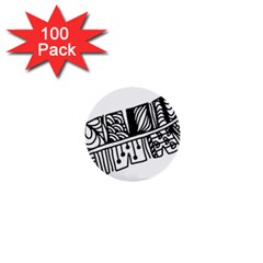 Feather Zentangle 1  Mini Buttons (100 Pack) 