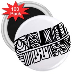 Feather Zentangle 3  Magnets (100 Pack)