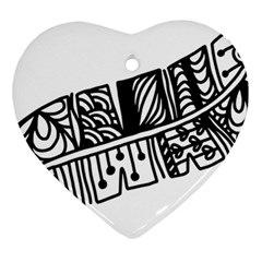 Feather Zentangle Heart Ornament (two Sides)