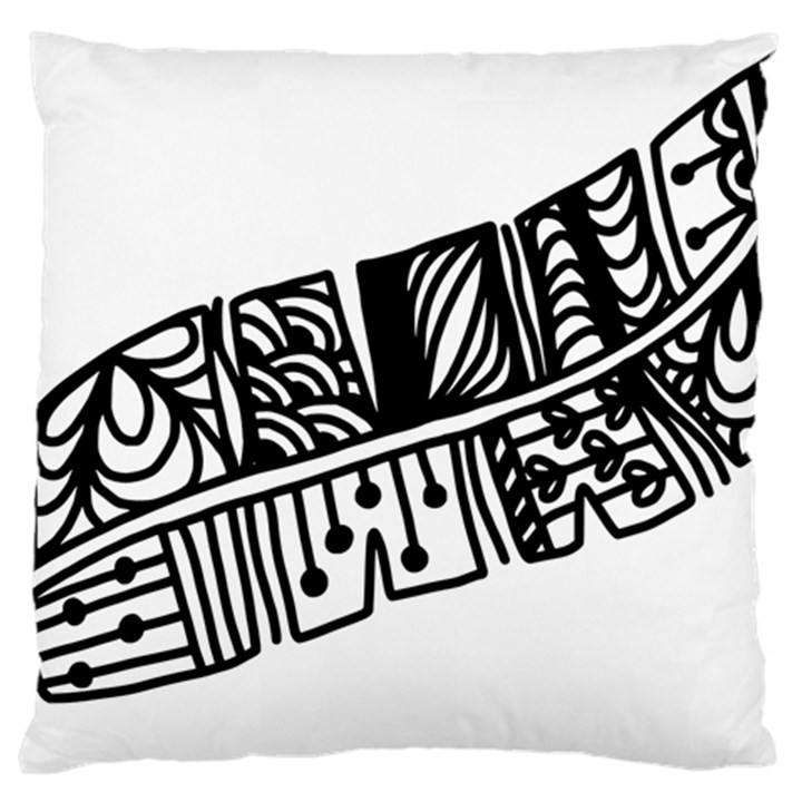 Feather Zentangle Large Flano Cushion Case (Two Sides)