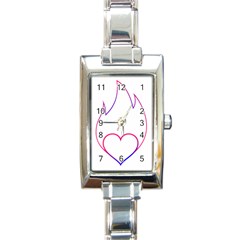 Heart Flame Logo Emblem Rectangle Italian Charm Watch by Nexatart