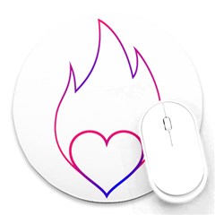 Heart Flame Logo Emblem Round Mousepads by Nexatart