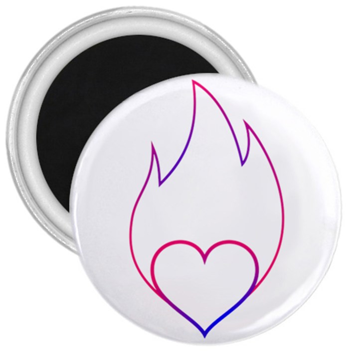 Heart Flame Logo Emblem 3  Magnets