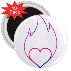 Heart Flame Logo Emblem 3  Magnets (10 Pack)  by Nexatart