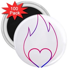 Heart Flame Logo Emblem 3  Magnets (100 Pack) by Nexatart