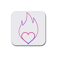 Heart Flame Logo Emblem Rubber Coaster (square)  by Nexatart