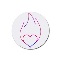 Heart Flame Logo Emblem Rubber Round Coaster (4 Pack)  by Nexatart