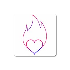 Heart Flame Logo Emblem Square Magnet by Nexatart