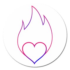 Heart Flame Logo Emblem Magnet 5  (round) by Nexatart