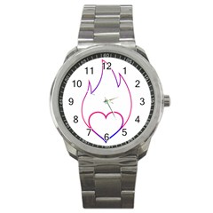 Heart Flame Logo Emblem Sport Metal Watch by Nexatart