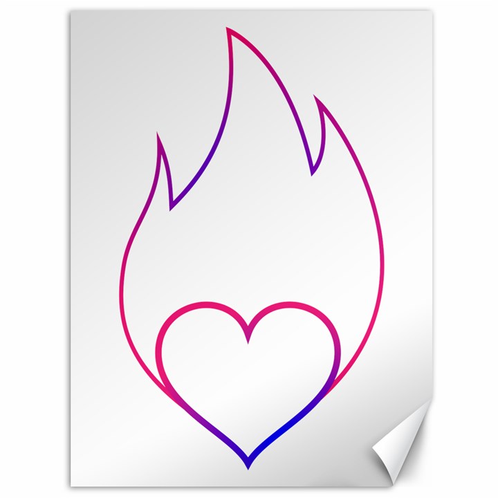 Heart Flame Logo Emblem Canvas 36  x 48  