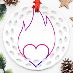 Heart Flame Logo Emblem Ornament (round Filigree) by Nexatart