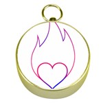 Heart Flame Logo Emblem Gold Compasses Front