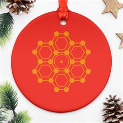 Pentagon Cells Chemistry Yellow Ornament (round) by Nexatart