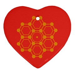 Pentagon Cells Chemistry Yellow Ornament (heart) by Nexatart