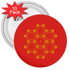 Pentagon Cells Chemistry Yellow 3  Buttons (10 Pack)  by Nexatart