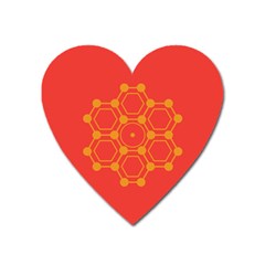 Pentagon Cells Chemistry Yellow Heart Magnet by Nexatart