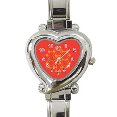 Pentagon Cells Chemistry Yellow Heart Italian Charm Watch by Nexatart