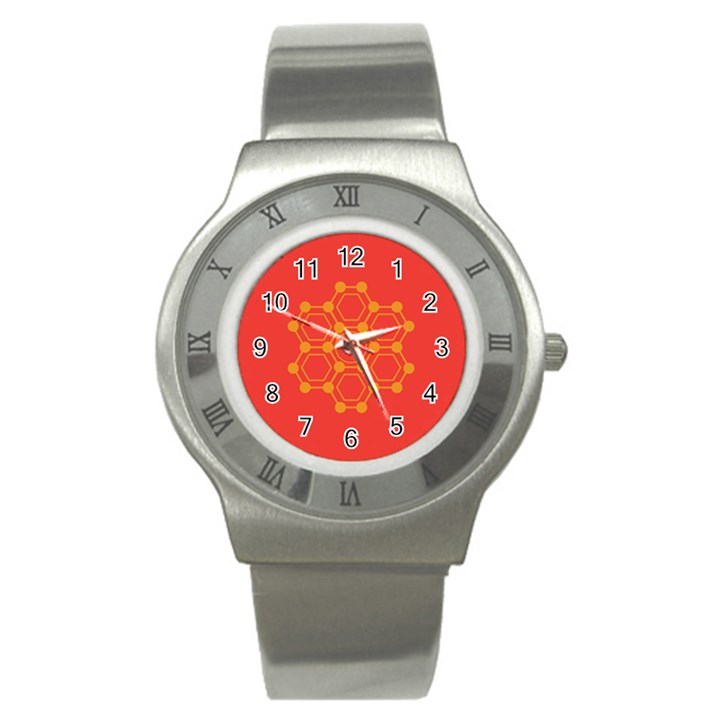 Pentagon Cells Chemistry Yellow Stainless Steel Watch