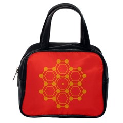 Pentagon Cells Chemistry Yellow Classic Handbags (one Side) by Nexatart