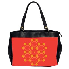 Pentagon Cells Chemistry Yellow Office Handbags (2 Sides)  by Nexatart